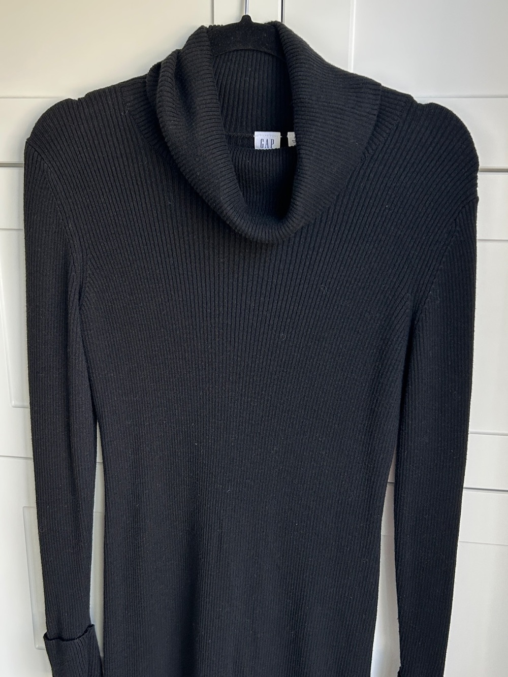 Gap Turtleneck Rib Midi Sweater Dress Black Size Large